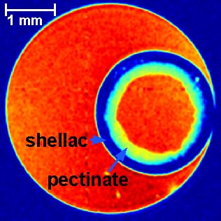 Coated microcapsule aquired with mri