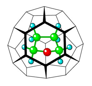 Guest molecules in a cage structure